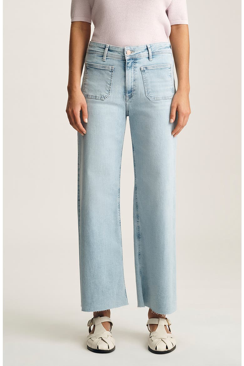 Paloma Marine Patch Pocket High Waist Raw Hem Wide Leg Jeans, Main, color, BLEACHED FLEX BLUE