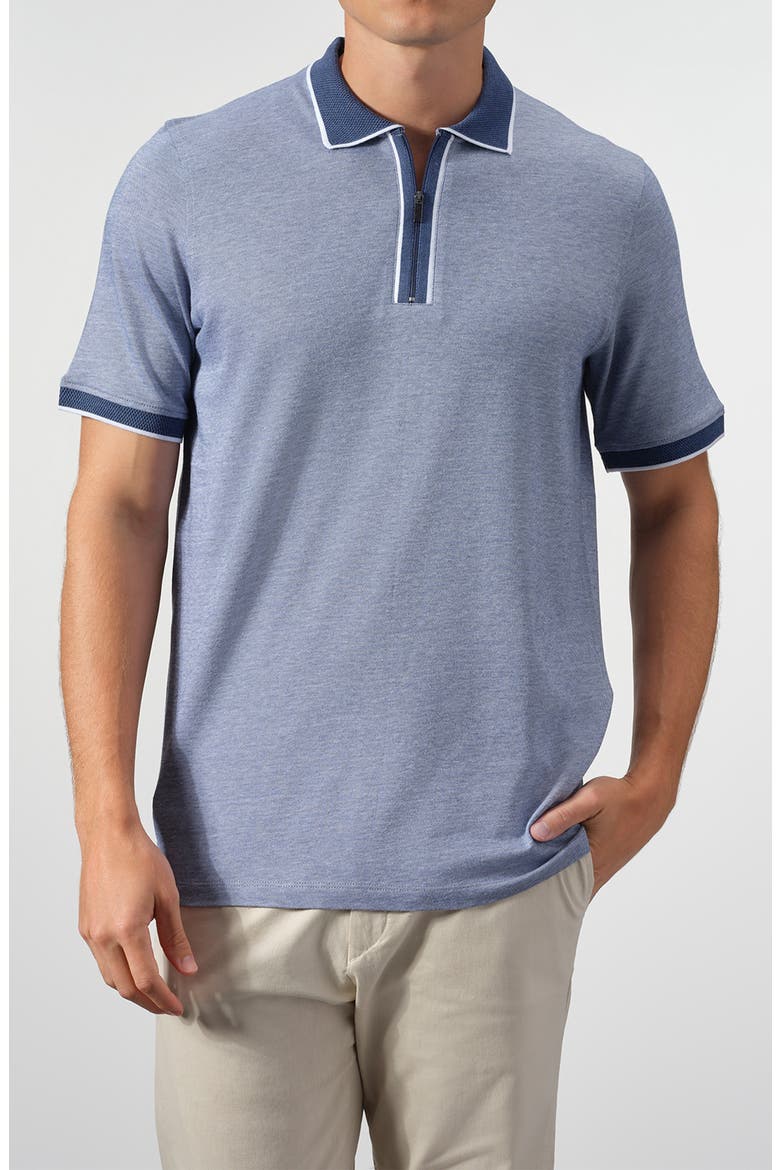 Quarter Zip Knit Polo, Alternate, color, STEEL BLUE