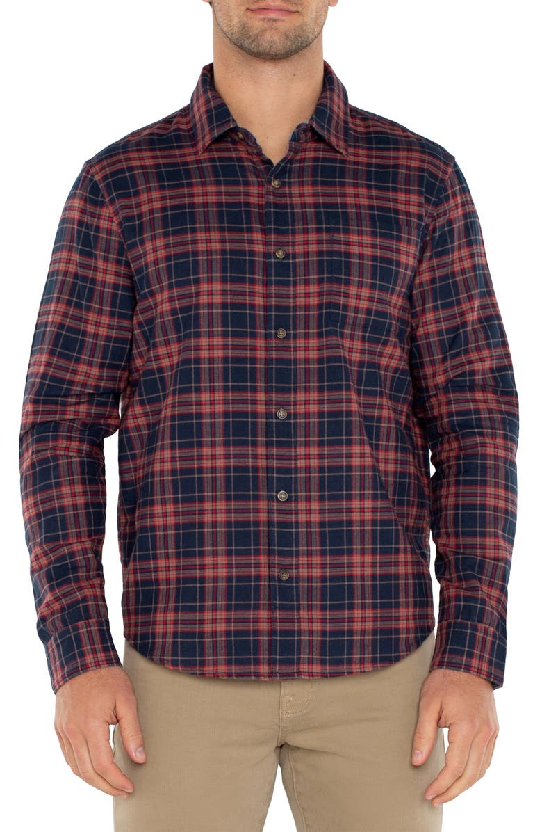 Liverpool Plaid Button-Up Shirt, Main, color, 