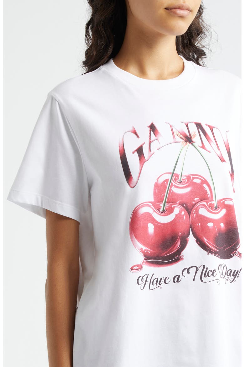 Cherry Organic Cotton Graphic T-Shirt, Alternate, color, BRIGHT WHITE