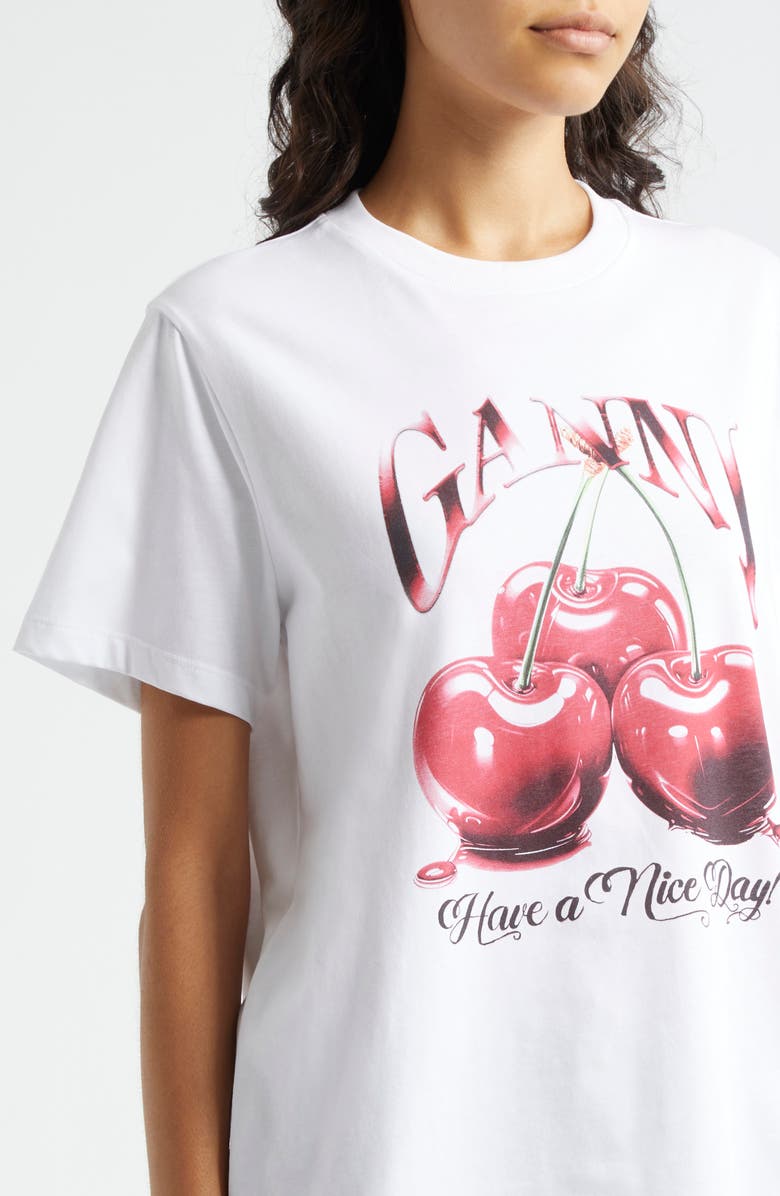 Ganni Cherry Organic Cotton Graphic T-Shirt, Alternate, color,
