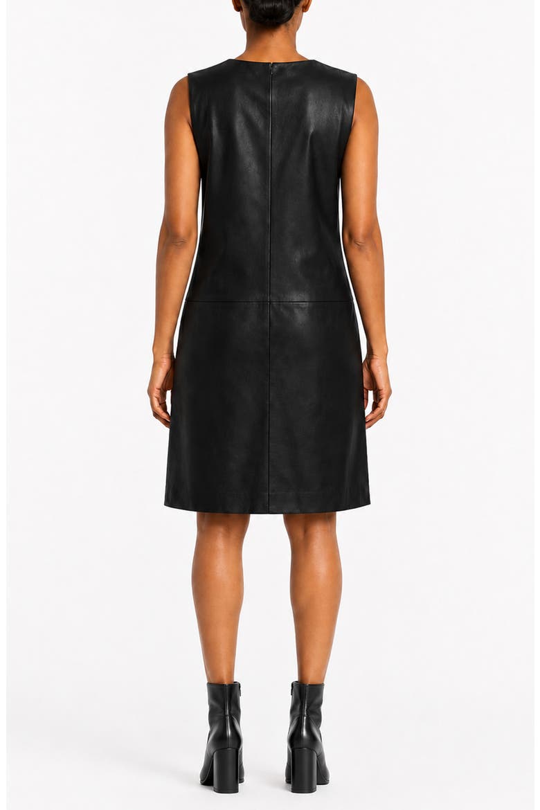 Faux Leather A-Line Dress, Alternate, color, VERY BLACK