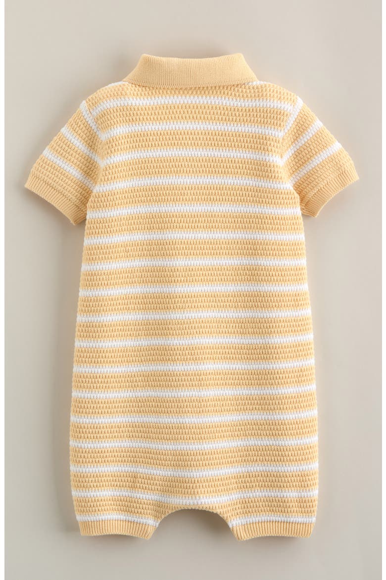 Cotton Polo Sweater Romper, Alternate, color, YELLOW SUMMER GILL STRIPE