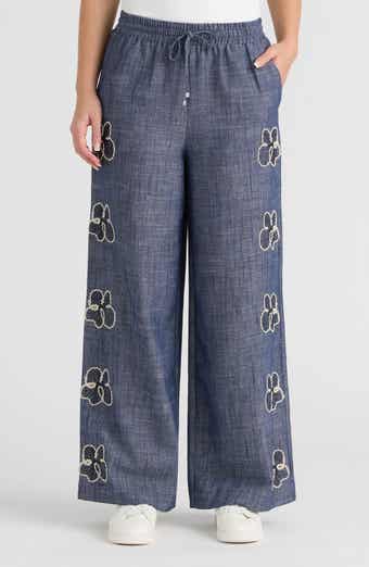 Embroidered Drawstring Pants