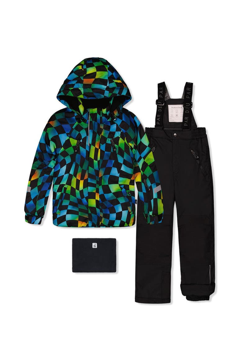 Play Insulated Cordura Reinforced Two Piece Snowsuit, Main, color, Green, Yellow & Blue Check