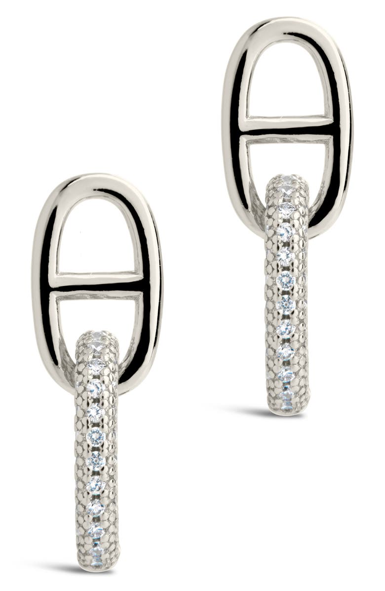 Sterling Forever Reina Pavé Cubic Zirconia Link Drop Earrings, Alternate, color, Silver