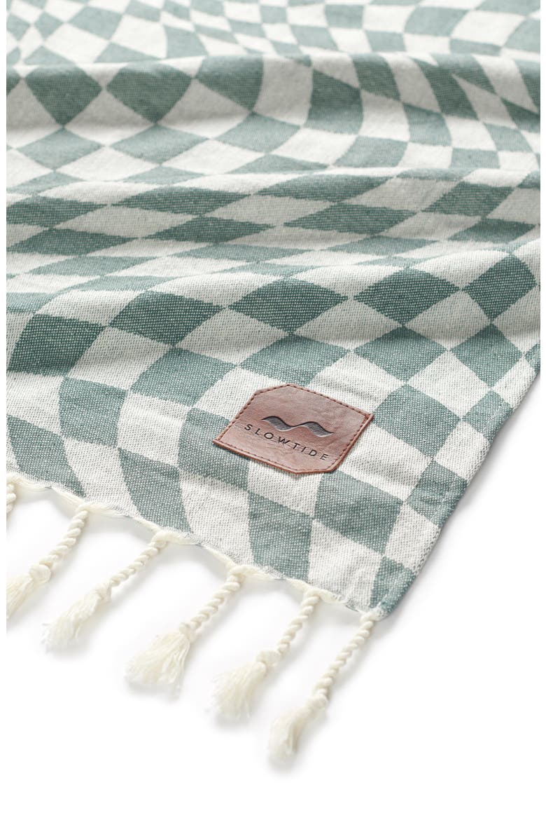 Opt Out Fringe Trim Cotton Beach Blanket, Alternate, color, GREEN TONES