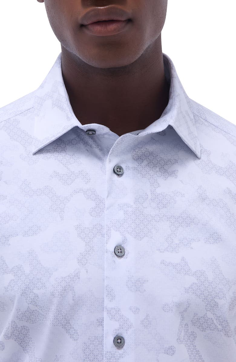 Bugatchi Miles OoohCotton<sup>®</sup> Abstract Print Short Sleeve Button-Up Shirt, Alternate, color, 