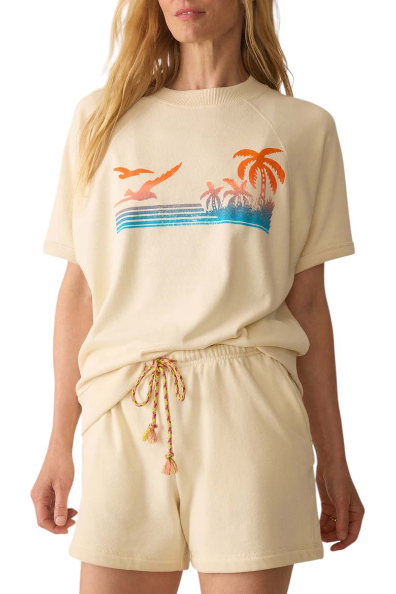 High Tide Short Sleeve Pima Cotton Terry Sweatshirt, Main, color, SEEDPEARL