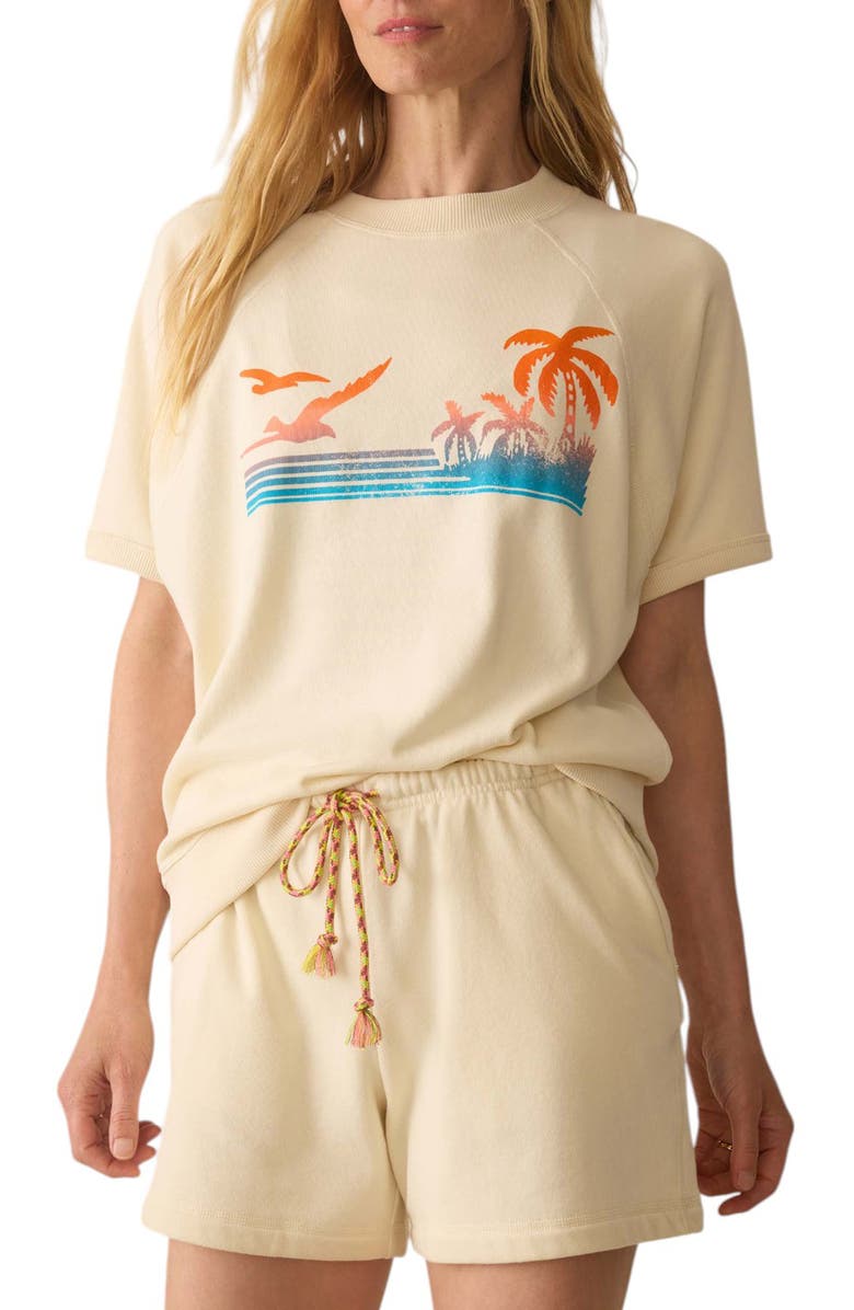 Faherty High Tide Short Sleeve Pima Cotton Terry Sweatshirt, Main, color, Seedpearl