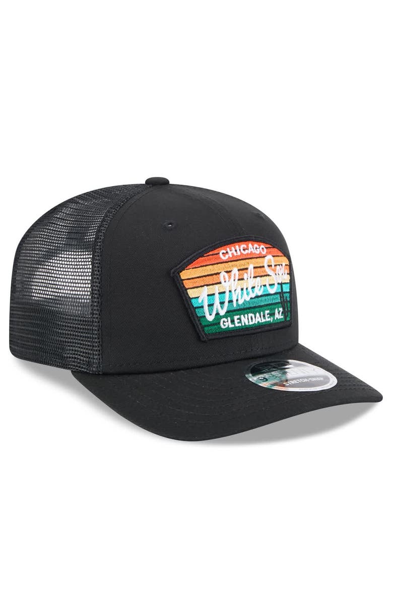 New Era Men's New Era Black Chicago White Sox 2025 Spring Training 9SEVENTY Stretch-Snap Trucker Hat, Alternate, color,