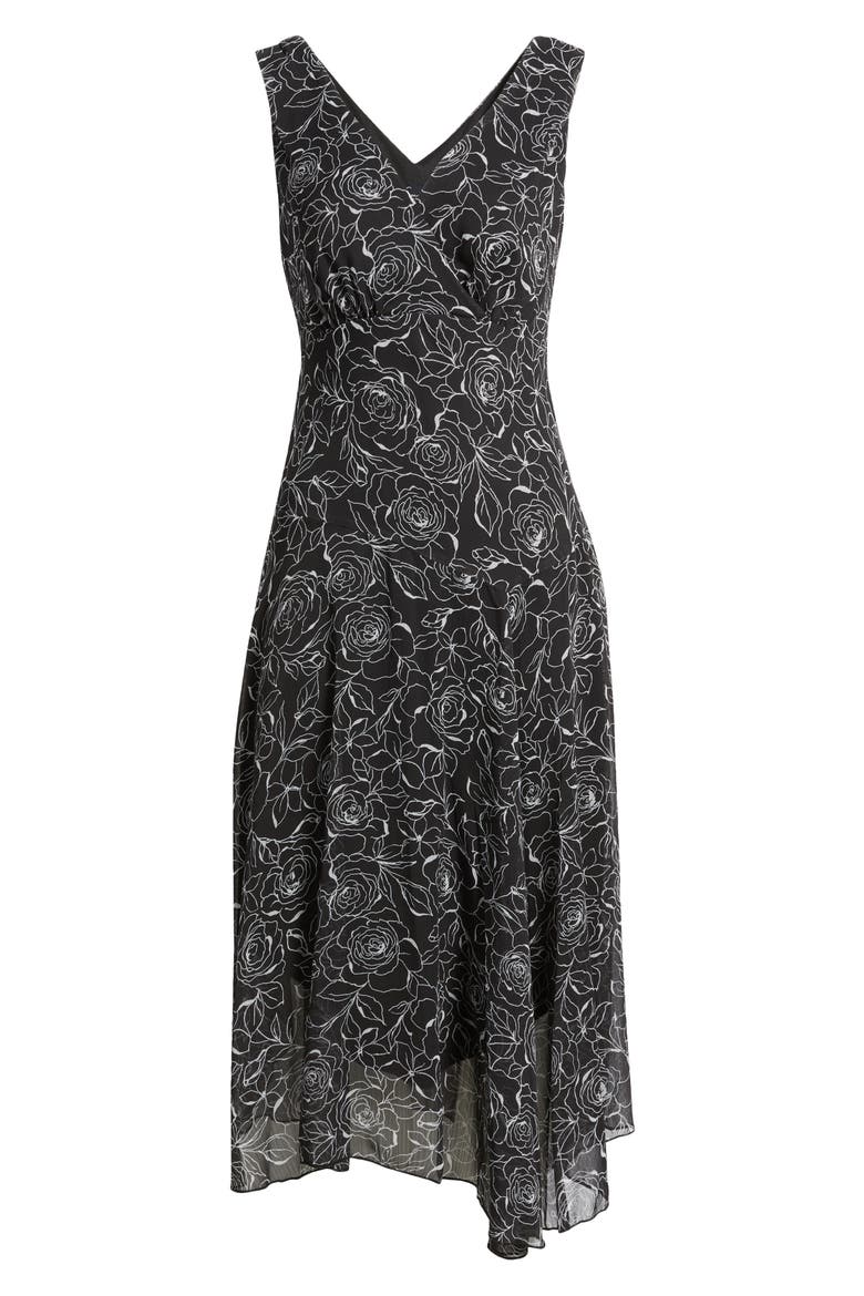 Sleeveless Asymmetric Hem Yoryu Dress, Alternate, color, BLACK