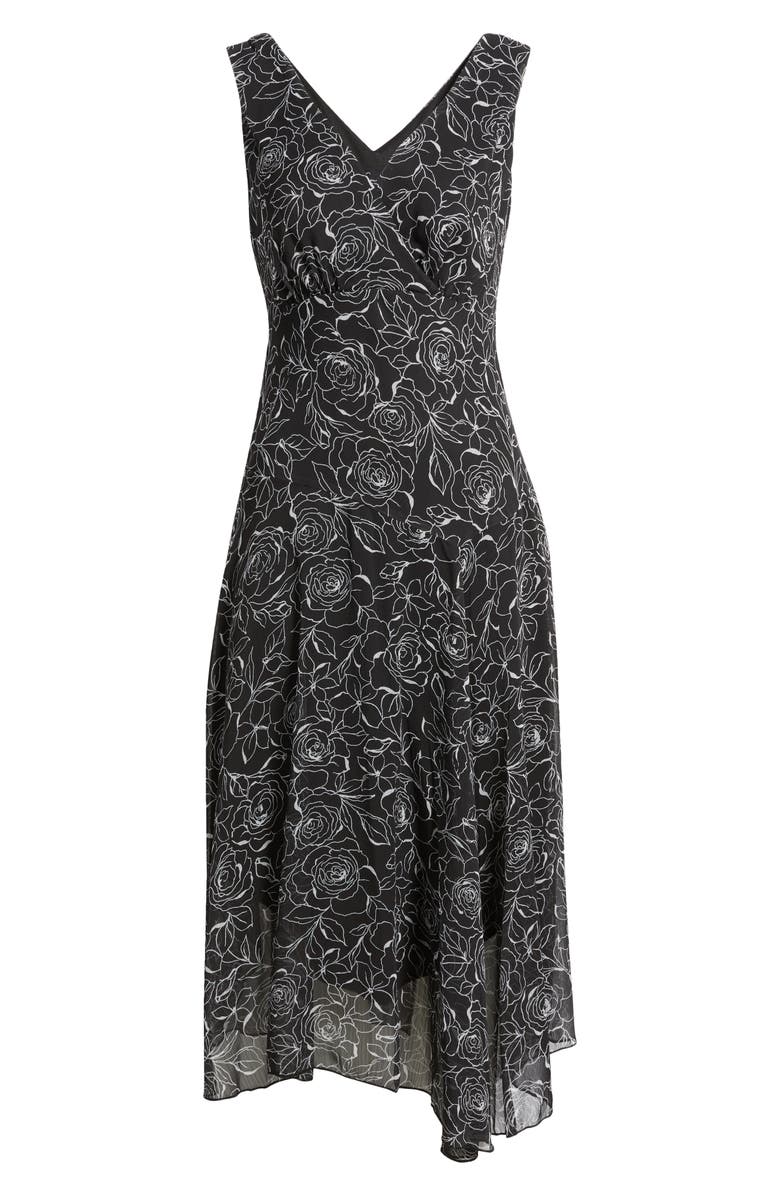 Connected Apparel Sleeveless Asymmetric Hem Yoryu Dress, Main, color, Black