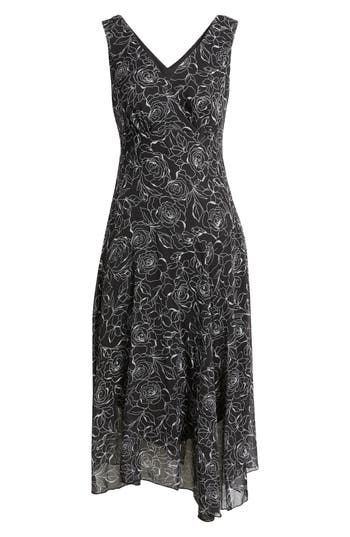 Connected Apparel Sleeveless Asymmetric Hem Yoryu Dress In Black