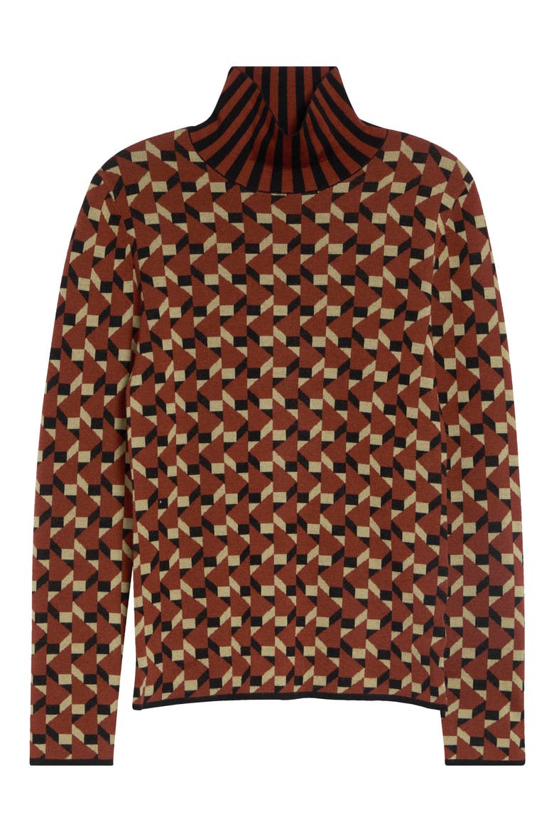 Merino Wool Jacquard Sweater, Main, color, BROWN