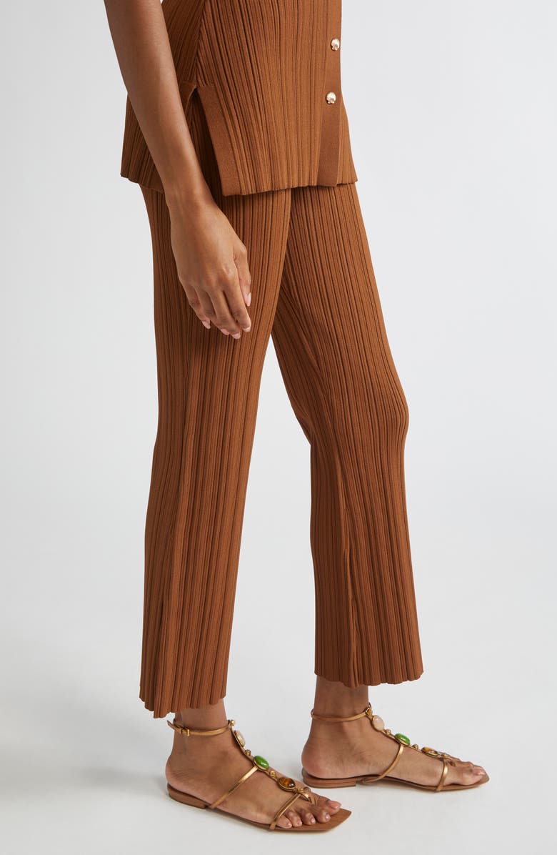 Veronica Beard Massaro Variegated Rib Crop Pants, Alternate, color, Dark Whisky