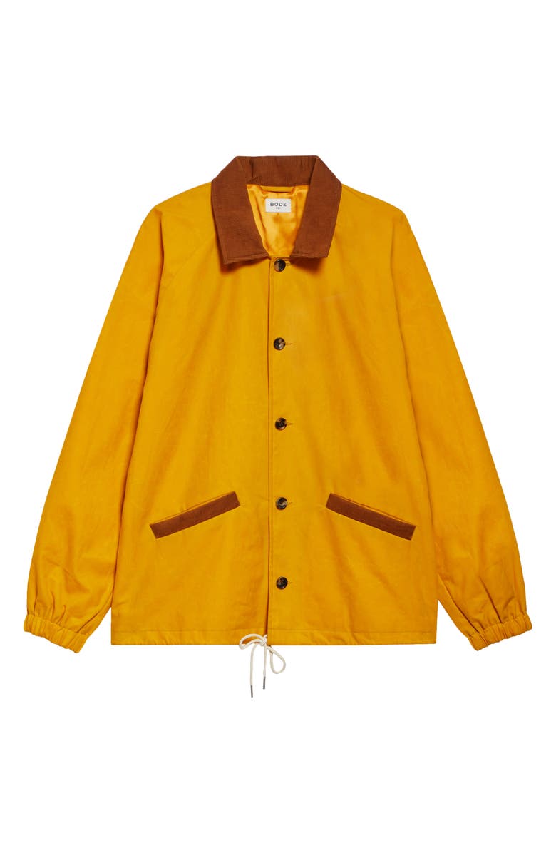 Bode Waxed Track Jacket, Main, color, Yellow