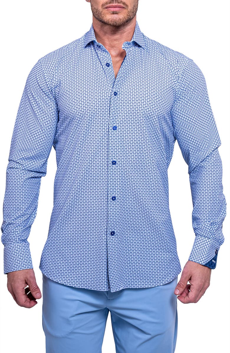 Maceoo Einstein Print Button-Up Shirt, Alternate, color, 