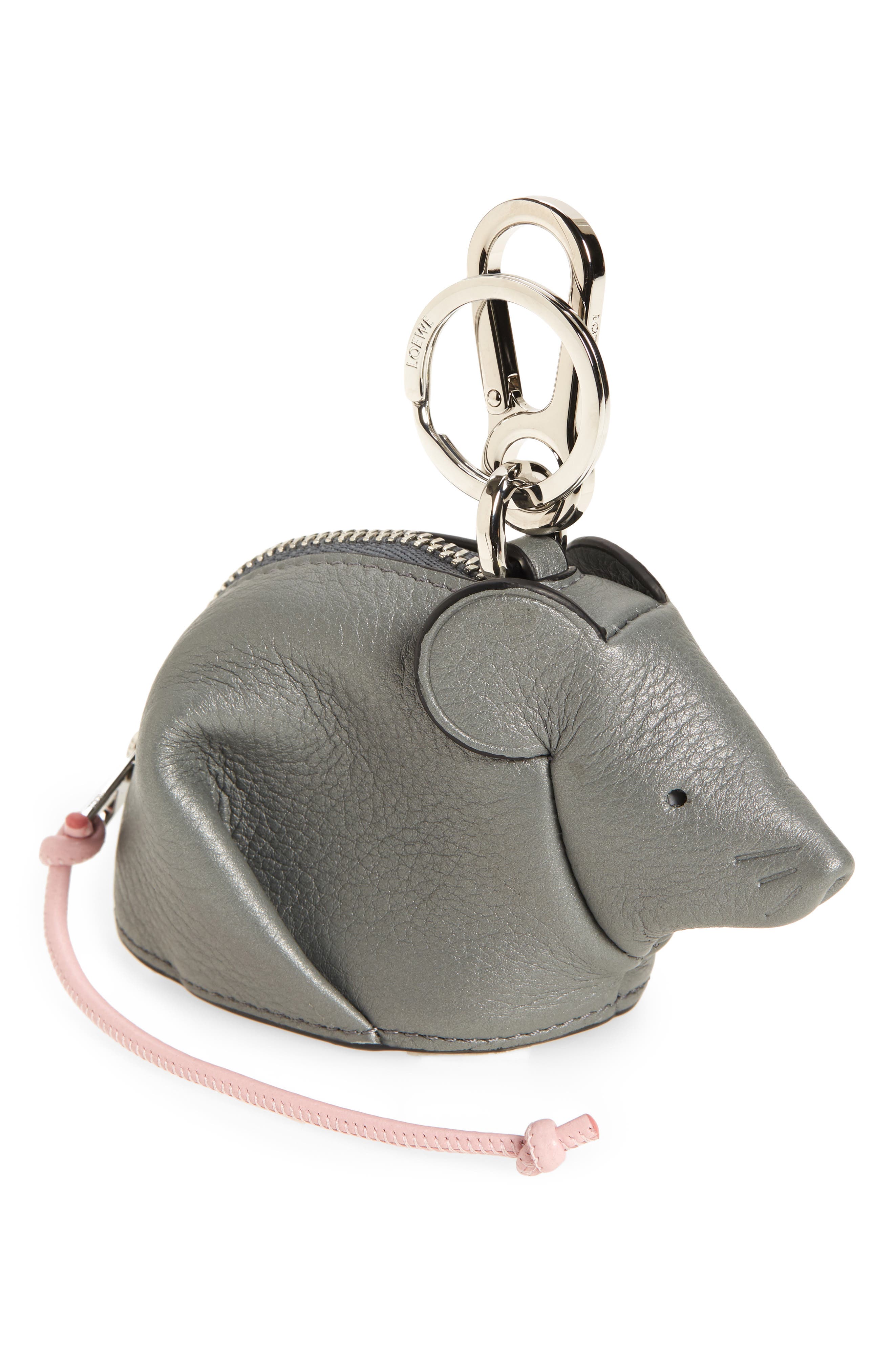 Loewe Mouse Calfskin Leather Bag Charm, Main, color, 