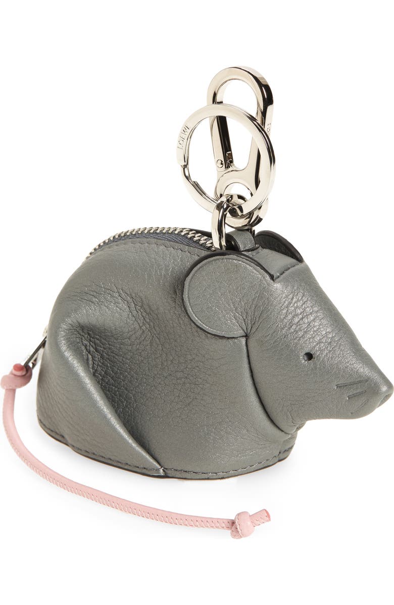 Loewe Mouse Calfskin Leather Bag Charm, Main, color,
