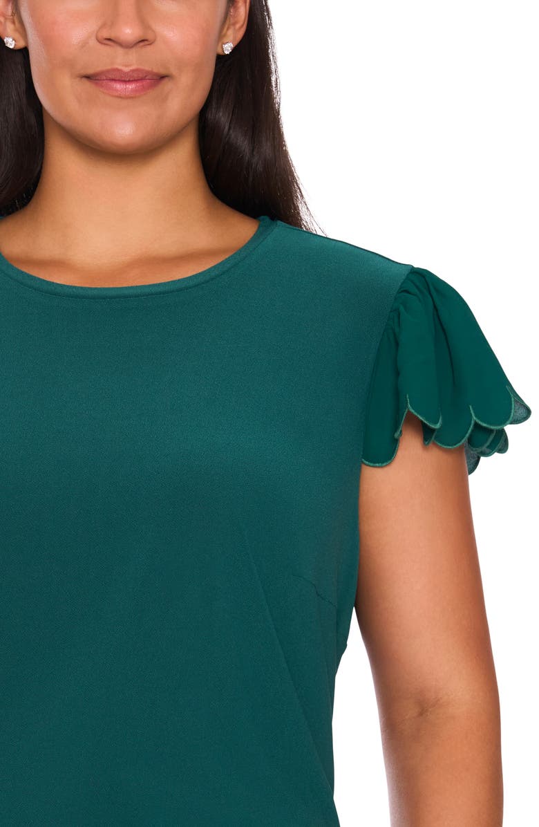 CeCe Scallop Sleeve Crewneck Jersey Top, Alternate, color, Dark Forest