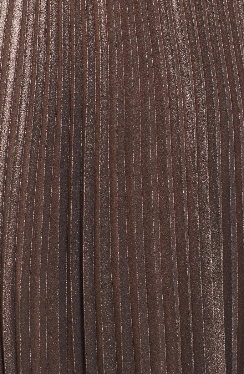 Leith Metallic Pleated Midi Skirt, Alternate, color,