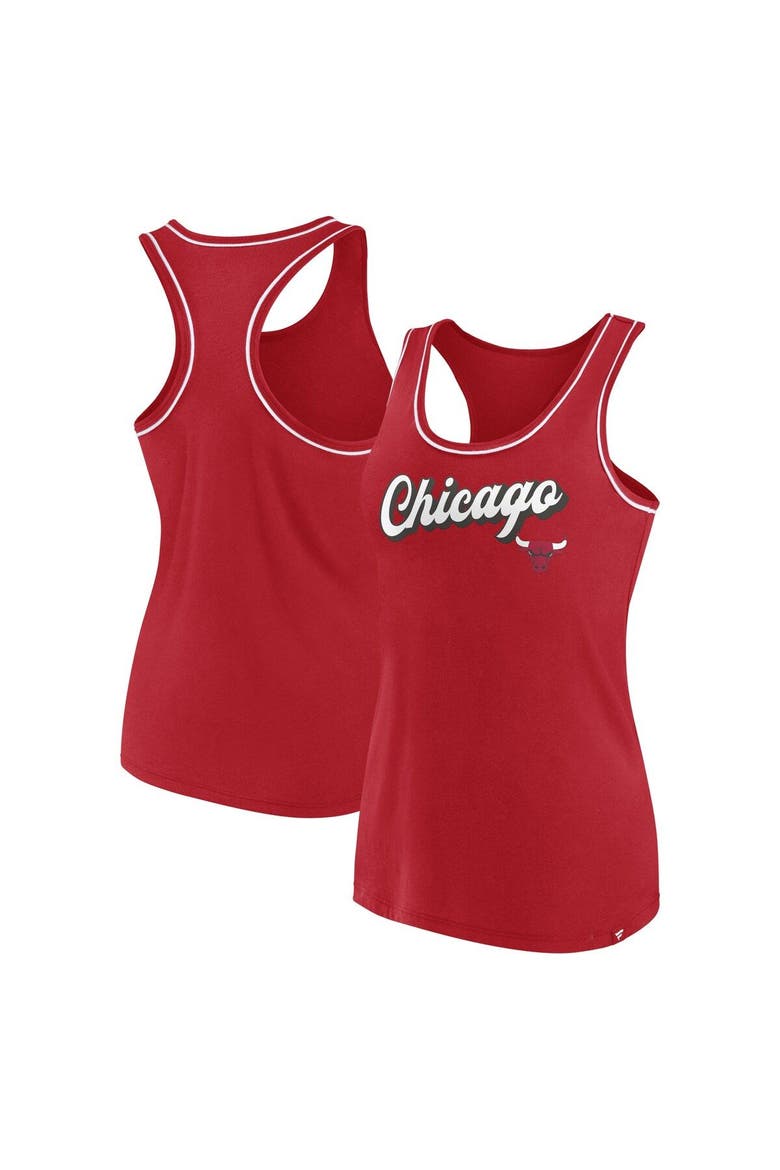 Women's Fanatics Branded Red Chicago Bulls Wordmark Logo Racerback Tank Top, Main, color, Red