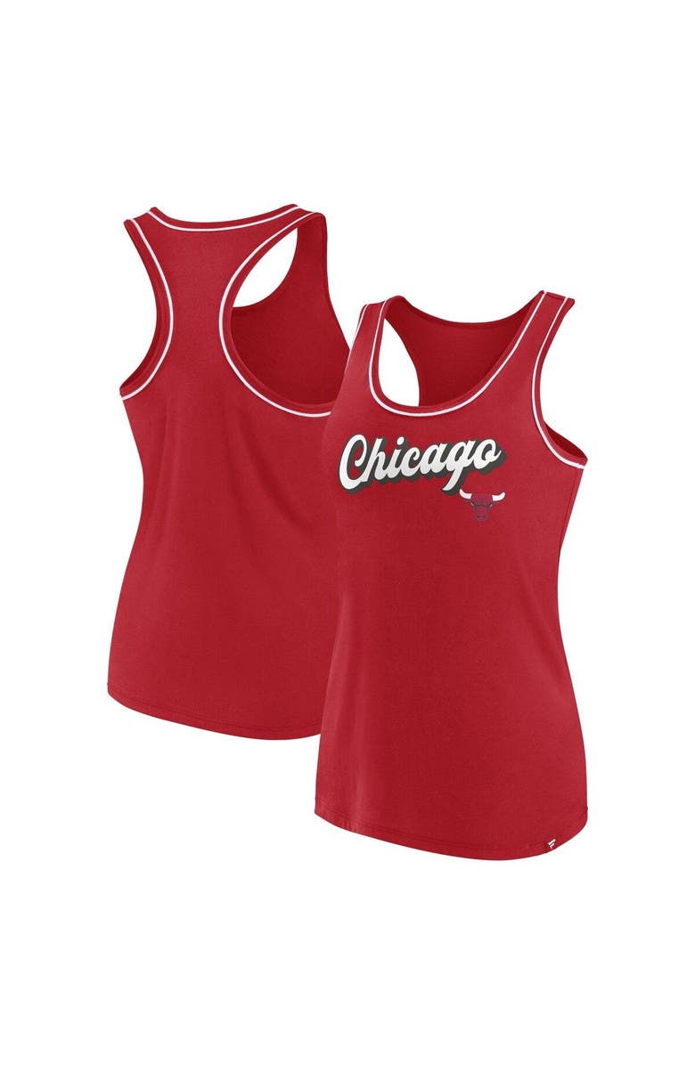 FANATICS Women's Fanatics Branded Red Chicago Bulls Wordmark Logo Racerback Tank Top, Main, color, Red
