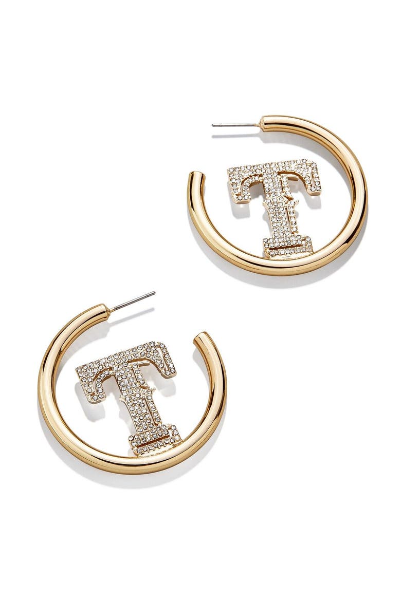 Texas Rangers Hoops Earrings, Main, color, Gold