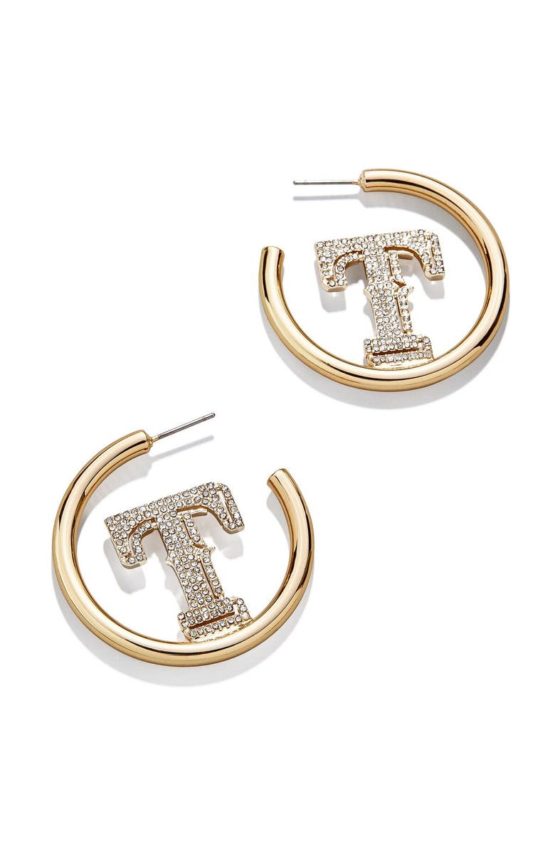 BaubleBar Texas Rangers Hoops Earrings, Main, color, Gold
