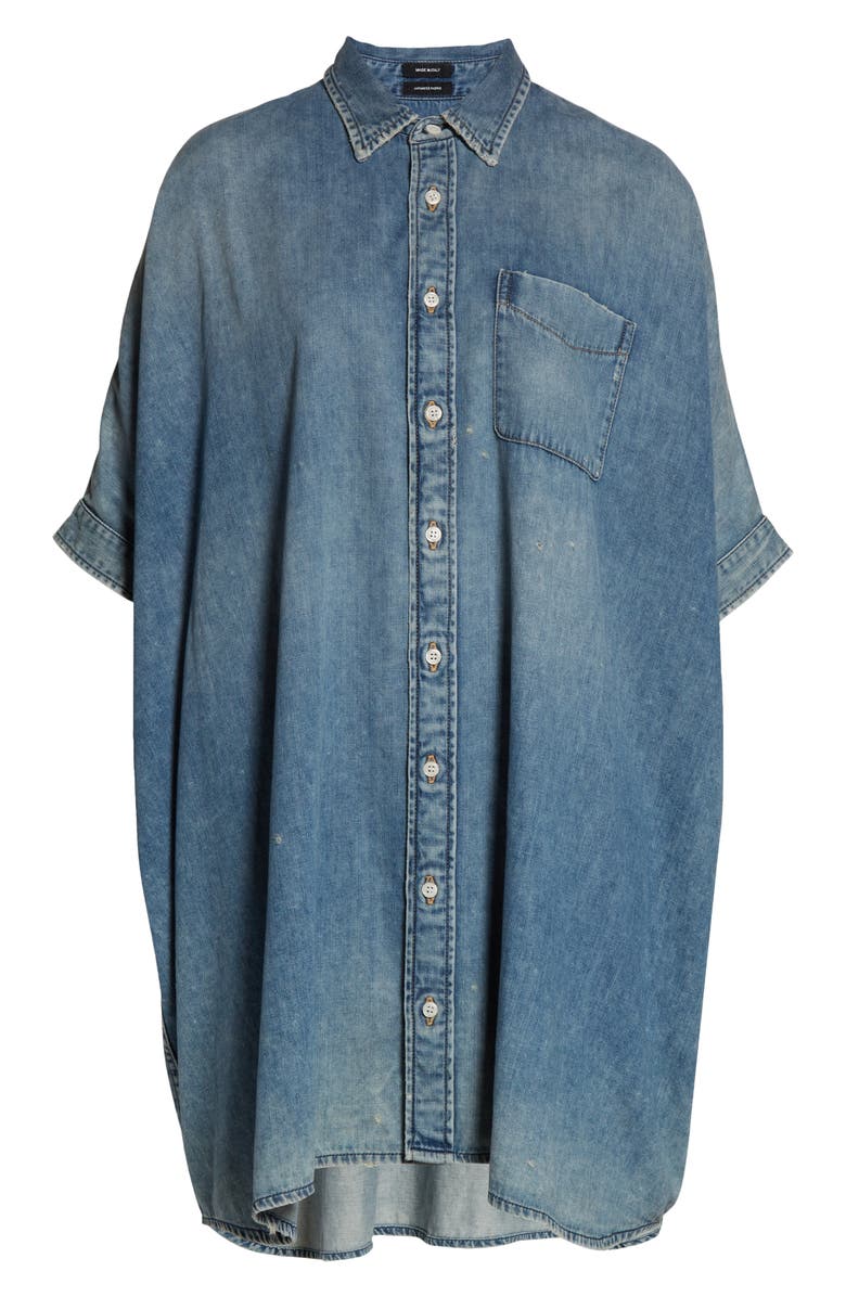 R13 Oversize Boxy Denim Shirtdress, Alternate, color, Chester Blue