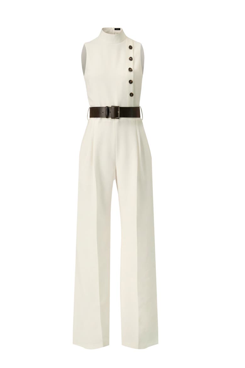 Sleeveless Belted Jumpsuit, Alternate, color, Ivory