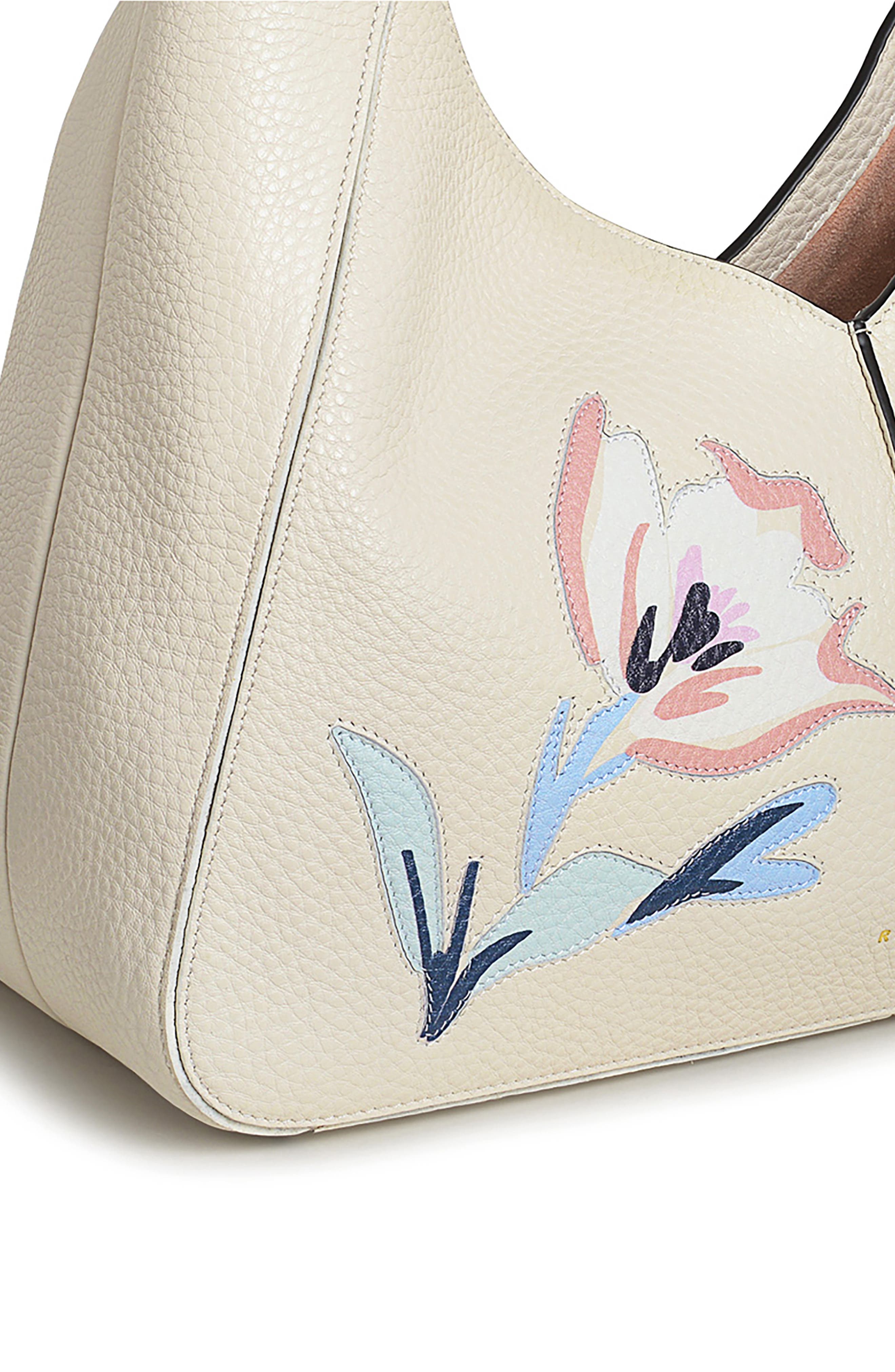 Hillgate Place Floral Leather Shoulder Bag, Alternate, color, CHALK