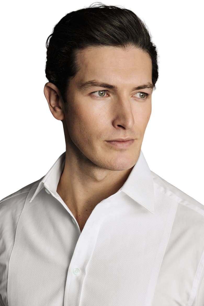 Bib Front Evening Slim Fit Shirt Double Cuff, Alternate, color, White