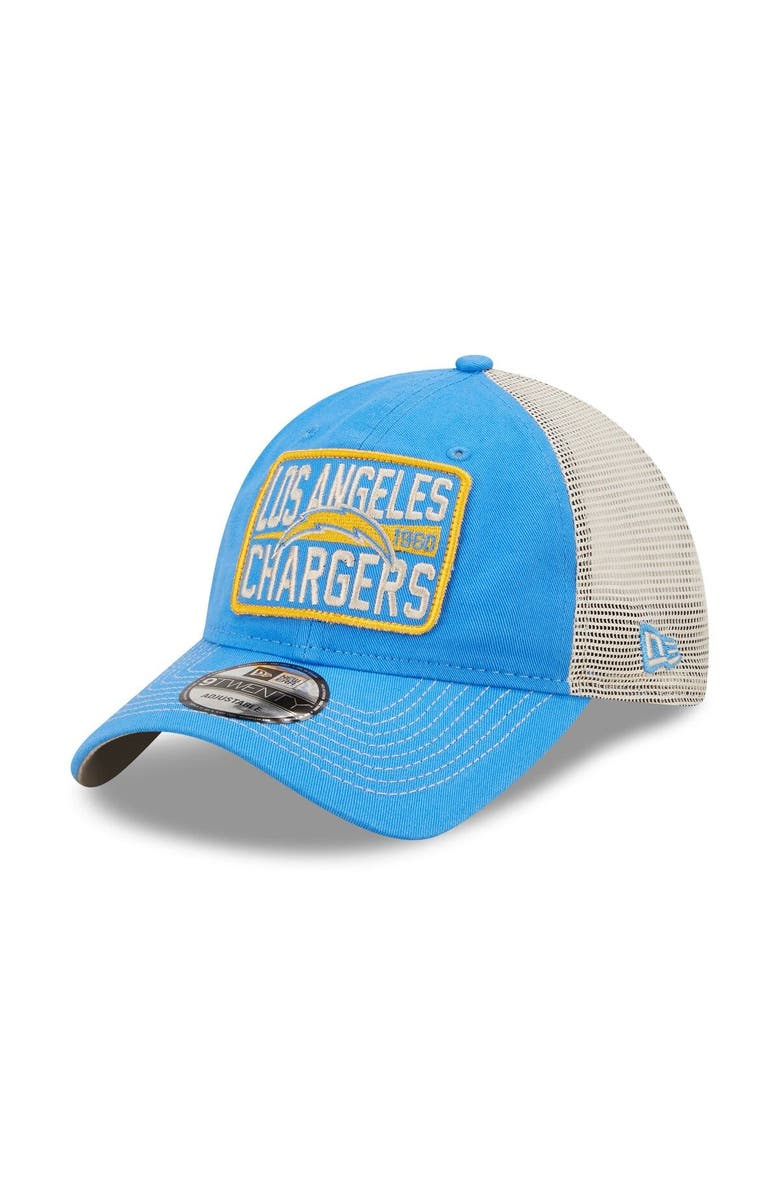 New Era Men's New Era Powder Blue/Natural Los Angeles Chargers Devoted Trucker 9TWENTY Snapback Hat, Main, color, Powder Blue