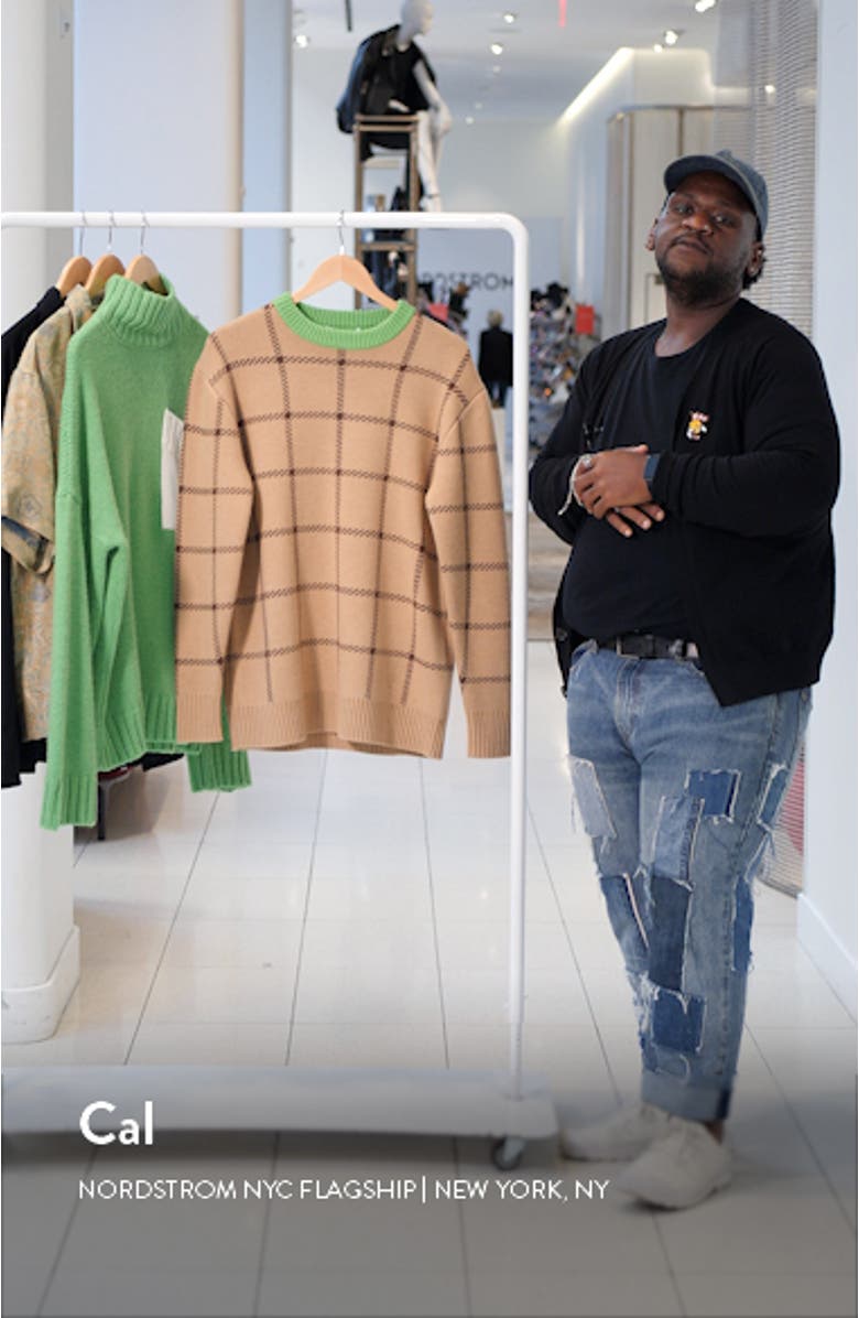 Check Jacquard Wool Crewneck Sweater, sales video thumbnail