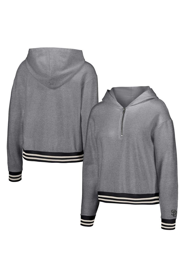 Women's Lusso  Gray San Diego Padres Magnolia Tri-Blend Quarter-Zip Hoodie, Main, color, Gray