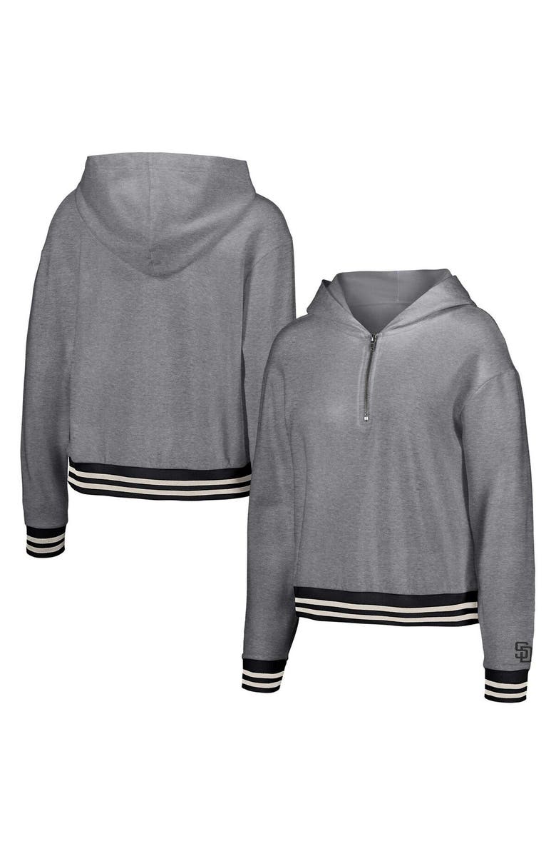 LUSSO Women's Lusso  Gray San Diego Padres Magnolia Tri-Blend Quarter-Zip Hoodie, Main, color, Gray