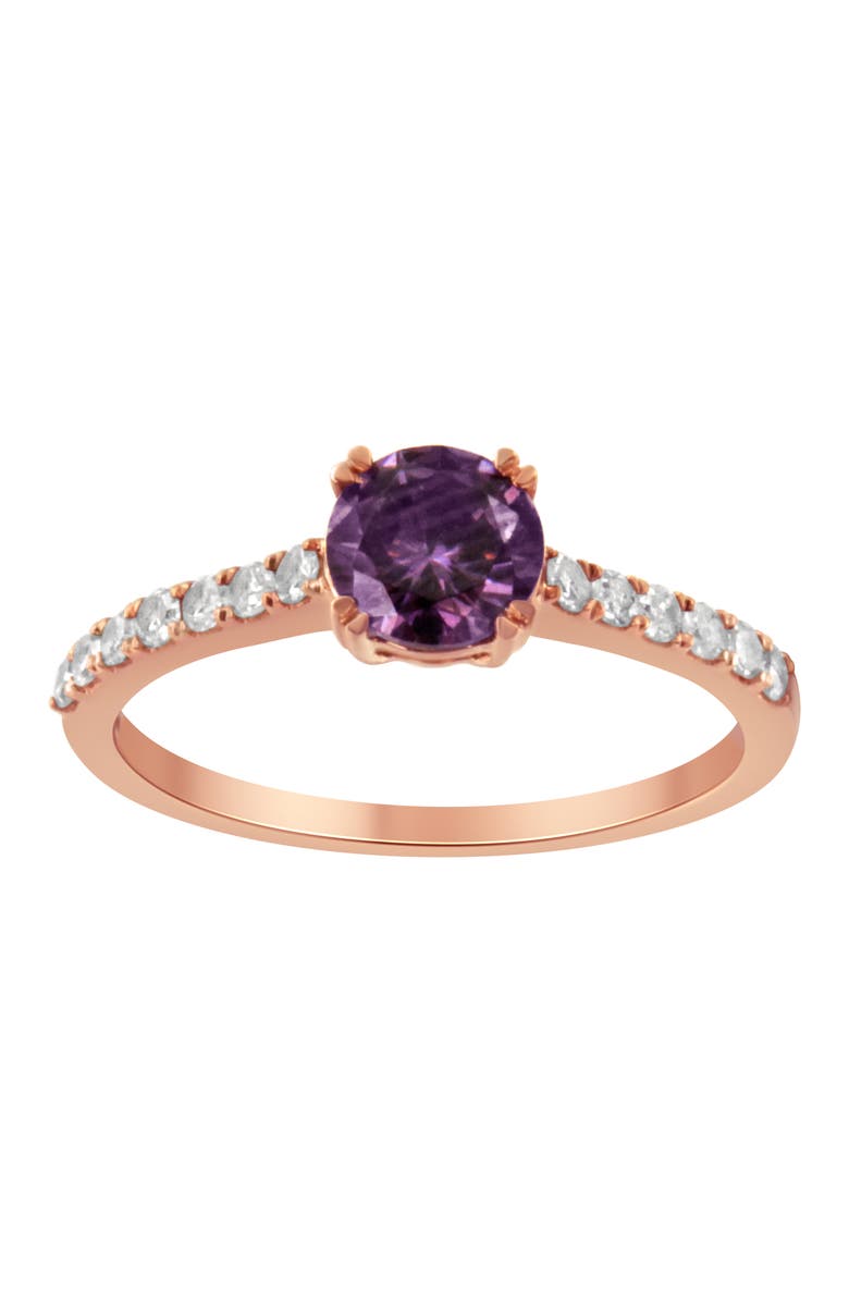 Haus of Brilliance 10K Rose Gold 1/4 Cttw Diamond and Amethyst Gemstone Halo Ring, Main, color, Purple Amethyst