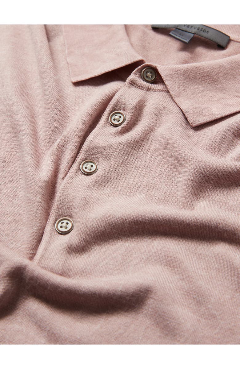 John Varvatos Chatham Regular Fit Textured Wool Blend Polo, Alternate, color, Antique Pink