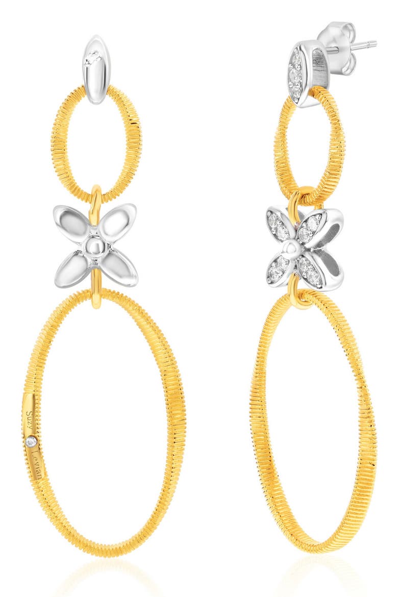 Golden Helix Flower Double Circle Coil Drop Earrings, Alternate, color, YELLOW