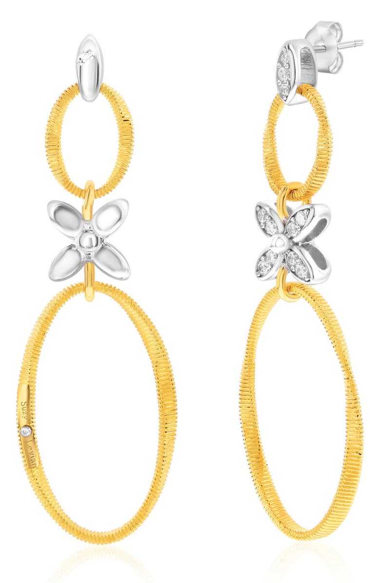 SUZY LEVIAN Golden Helix Flower Double Circle Coil Drop Earrings, Alternate, color, Yellow
