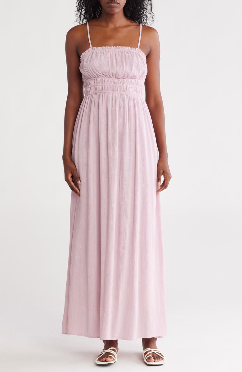 Lovestitch Metallic Stripe Maxi Sundress, Main, color, Orchid