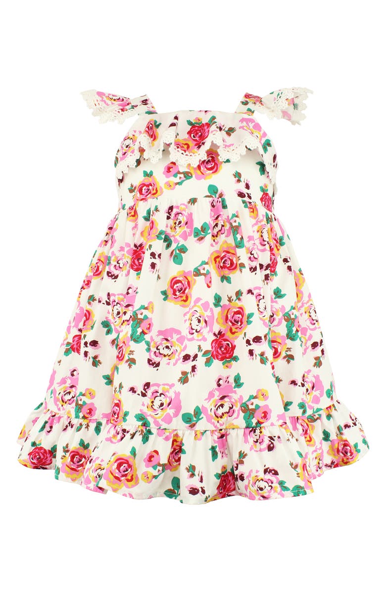 Popatu Kids' Floral Shoulder Ruffle Dress, Main, color, 