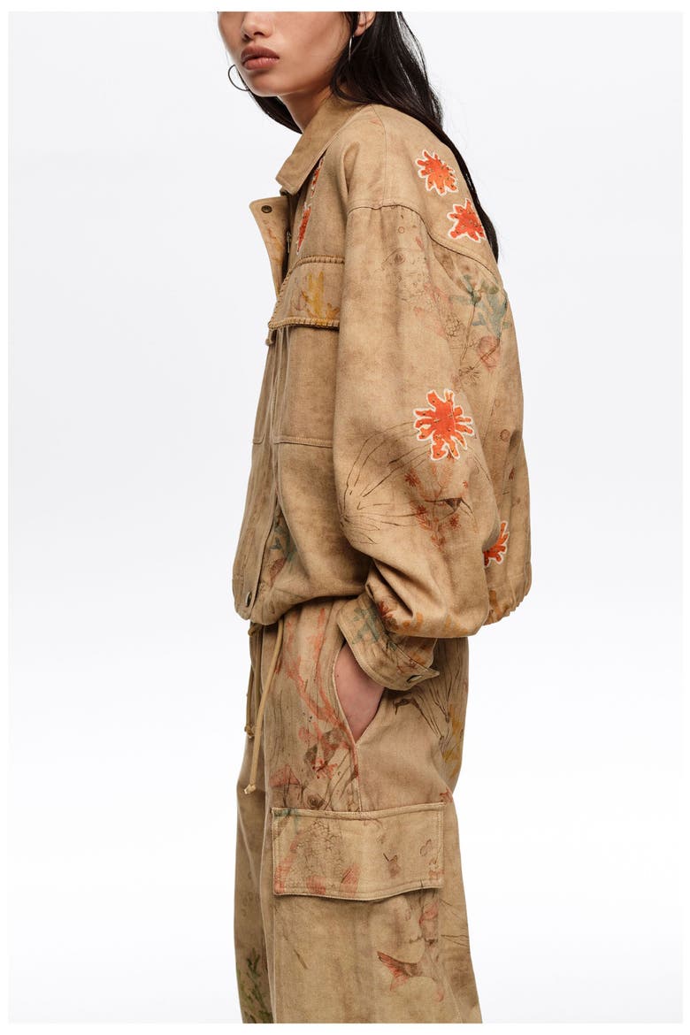 Cropped Jacket With Stitching And Patches, Alternate, color, UNDERWATER GARDEN