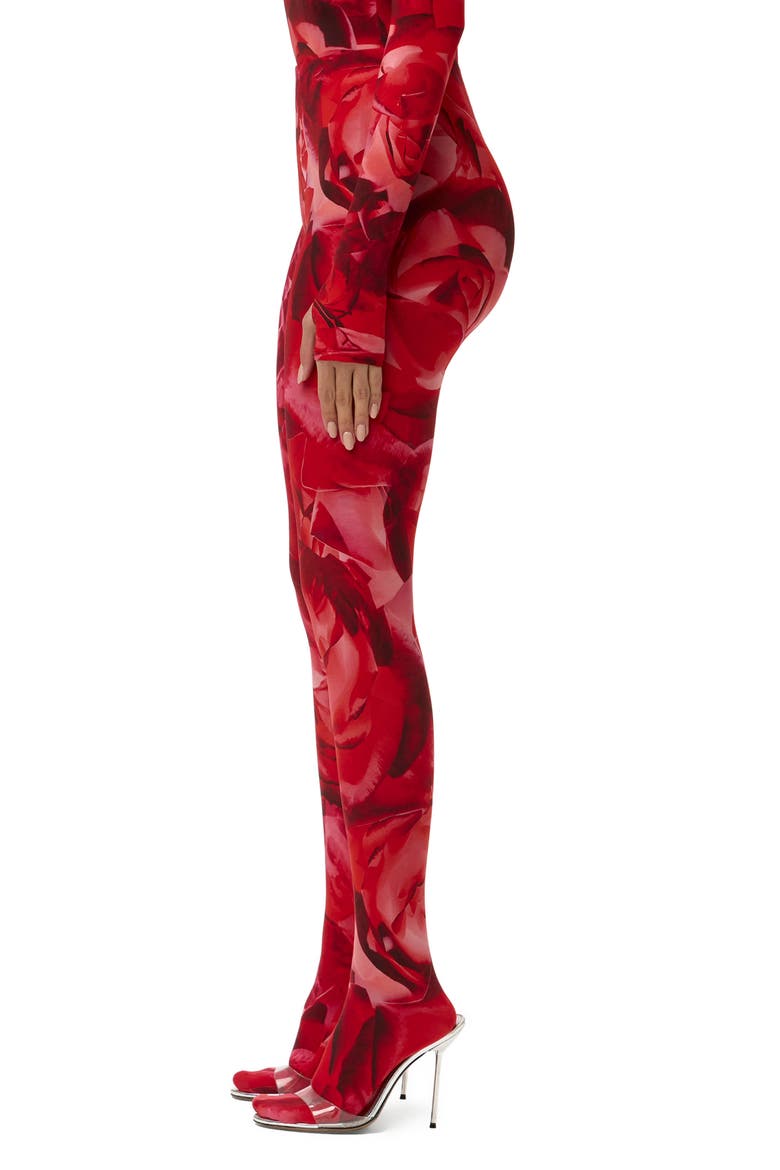 Bare Body Printed Closed Toe Leggings, Alternate, color, ROUGE ROSE