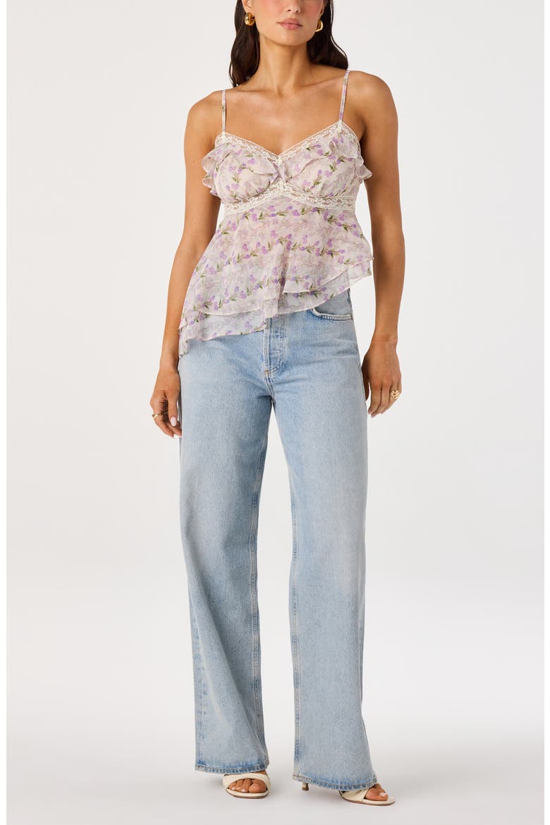 Zissel Asymmetric Babycoll Camisole, Alternate, color, PURPLE FLORAL