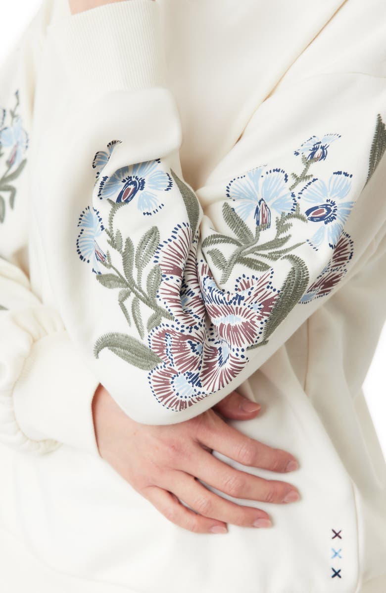 Scotch & Soda Embroidered Hooded Sweatshirt, Alternate, color, White Cap Grey