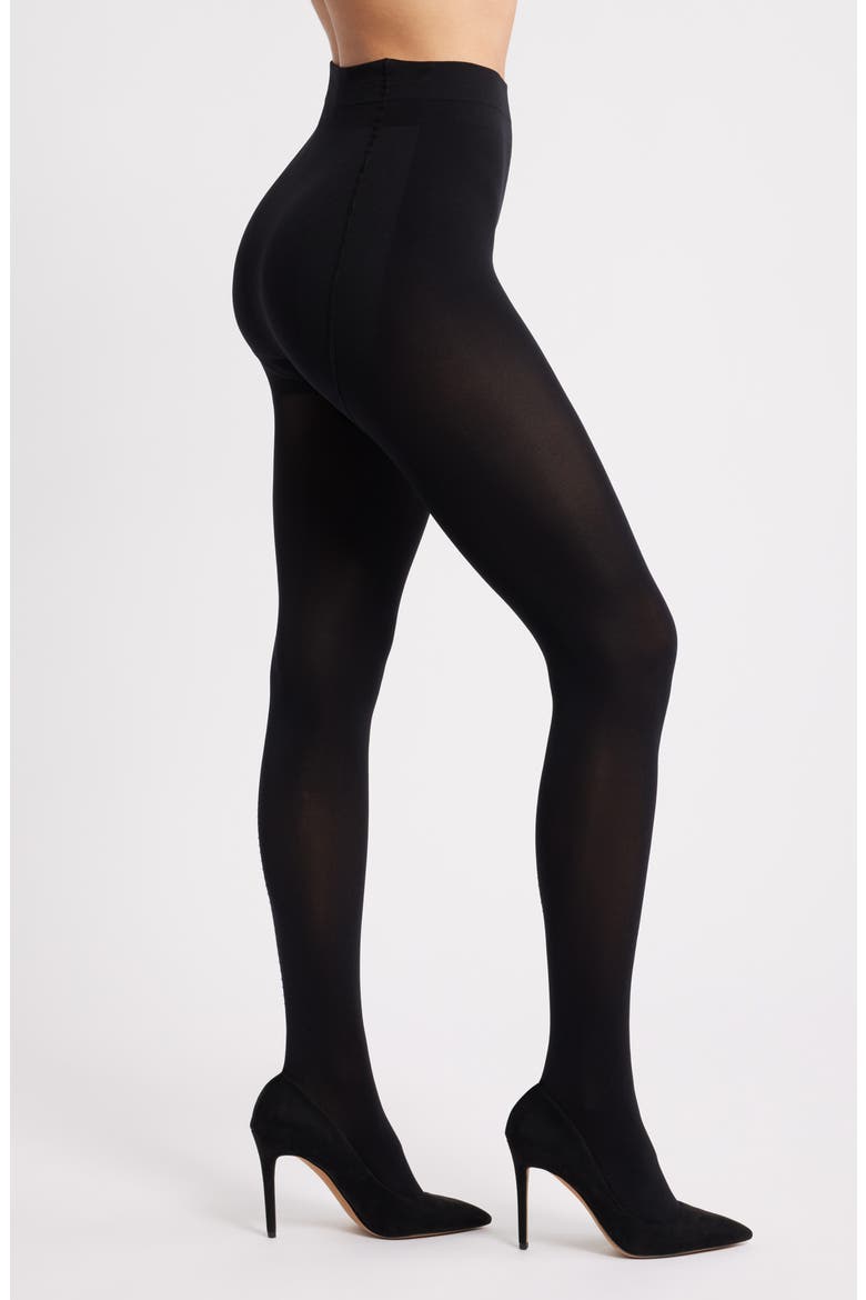 Crystal Back Seam Sheer Tights, Main, color, OPAQUE BLACK