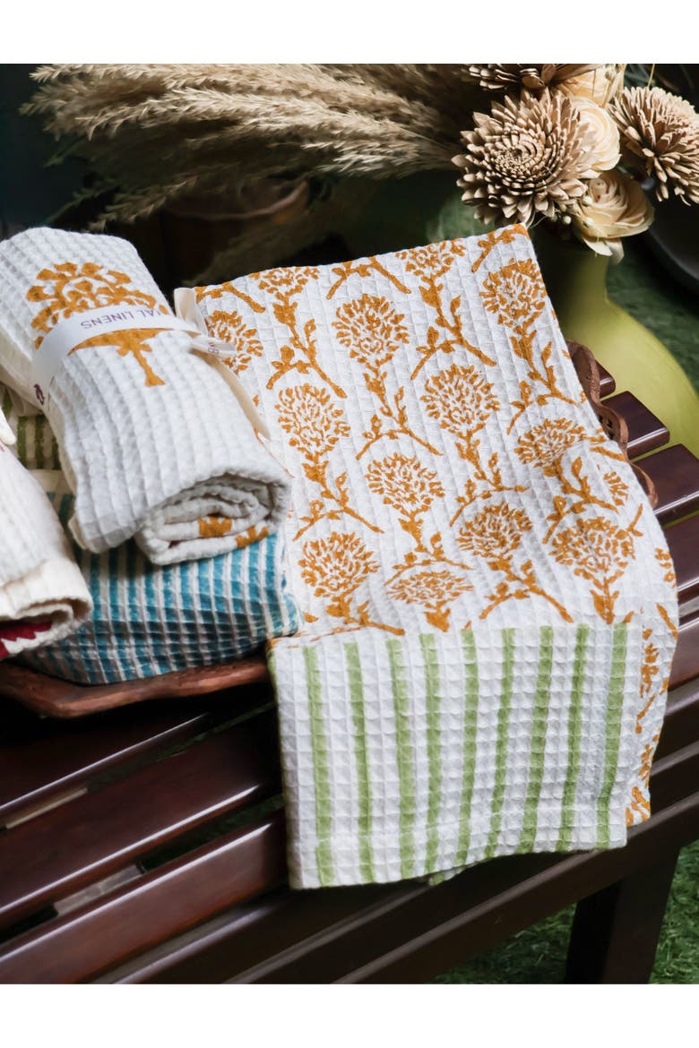 Nikhar Harmony Cotton Waffle Kitchen Towels - Mixed Set of 2, Alternate, color, Multi-color